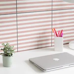 Quadrostyle Stripes Pink Wall and Floor Tile Vinyl Stickers 30cm(L) 30cm(W) pack of 4