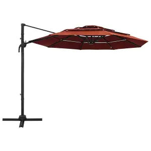 Berkfield 4-Tier Parasol with Aluminium Pole Terracotta 3x3 m