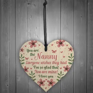 Red Ocean Nan Nanny Gifts Birthday Gifts For Nan Wooden Hanging Heart Sign Mothers Day Keepsake Gifts