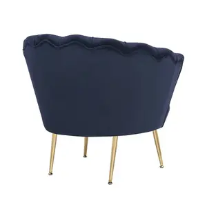 Velvet Navy Blue Daisy Accent Chair