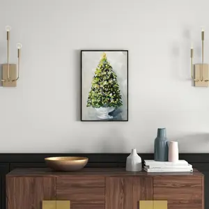 Christmas Tree 1 - Single Picture Frame Painting Espresso Floating Frame / 152.4cm H x 101.6cm W