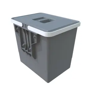 Grey Integrated Kitchen Bin 15L Door Mount Single Container Waste Recycling Lid