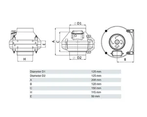 Inline Centrifugal Fan 120mm Industrial Duct Extractor Fan