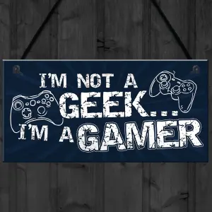 Red Ocean Gamer Novelty Gifts Hanging Plaque Gamer Door Sign Bedroom Accessories Gift For Dad Brother