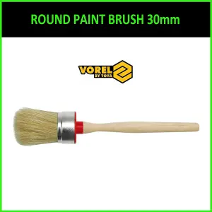 ROUND PAINT BRUSH 30mm Shabby Chic Chalk Paint Pure Bristle Brushes