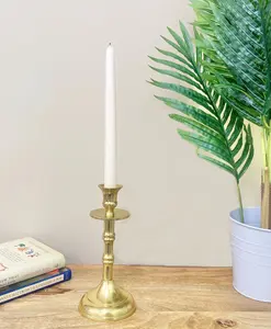 Brass Metal Dinner Candlestick 22cm