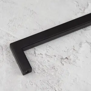 128mm Matt Black Cabinet Handle Square Cupboard Door Drawer Pull Wardrobe Furniture Replacement Upcycle