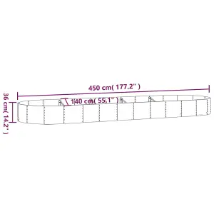 Berkfield Garden Planter Powder-coated Steel 450x140x36 cm Silver