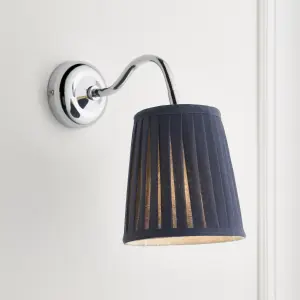 Lily Pleated Navy Wired LED Wall light