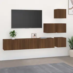 Berkfield Wall-mounted TV Cabinet Brown Oak Engineered Wood