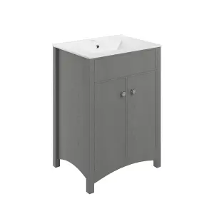 Exbury Grey Ash Freestanding Vanity unit & basin set (W)610mm (H)835mm