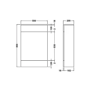 Gloss White Back to Wall WC Unit 500mm Modern Bathroom Slim Unit