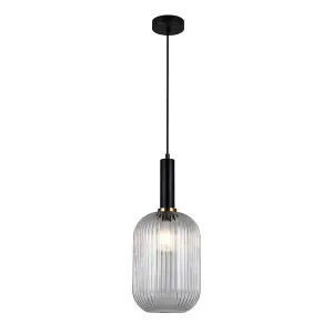 Luminosa Modern Hanging Pendant Black 1 Light  with Clear Shade, E27