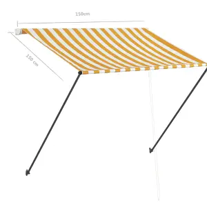 Berkfield Retractable Awning with LED 150x150 cm Yellow and White