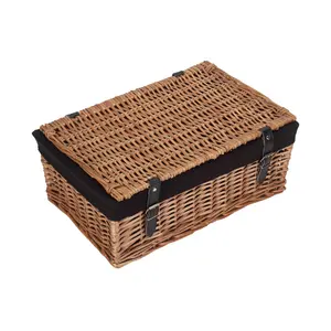 Wicker Packaging Hamper Basket with Lining Black