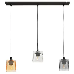 Luminosa Santos Straight Bar Pendant Ceiling Light Black, Transparent, Amber, Smokey 60cm