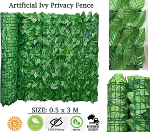 Artificial Ivy Privacy Fence, Ivy Leaf Hedge Roll for Outdoor Decor - 0.5 x 3M