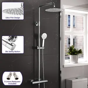 Nes Home Modern Round Exposed Thermostatic Mixer Shower Set With Shower Head and Handheld