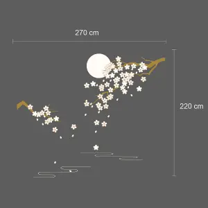 Blossom Moonlight Cherry Decoration Decal Mural Art Wall Stickers 270cm x 220cm Stock Clearance