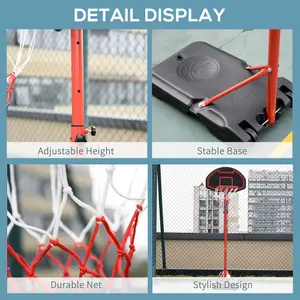 HOMCOM 200-250cm Adjustable Basketball Hoop Backboard w/ Wheels For Kids