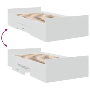 Berkfield Bed Frame with Drawers without Mattress White 90x200 cm