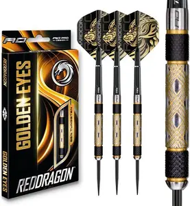 RED DRAGON Golden Eyes 22G, 24G, 26G, 28G, 30G Or 32G Tungsten Darts Set With Flights And Stems