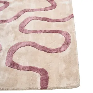 Viscose Area Rug Abstract Pattern 160 x 230 cm Beige and Pink KAPPAR