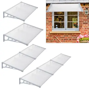 White  Retractable Front Door Canopy Outdoor Awning Rain Shelter W 190 cm x D 90 cm x H 28 cm