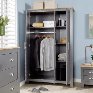 Home Source Camden 3 Door Bedroom Wardrobe Storage Unit Graphite Grey