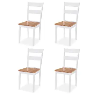 Berkfield Dining Set 5 Pieces MDF and Rubberwood White