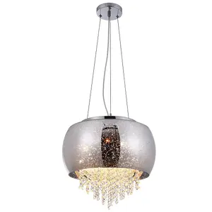 Milagro Starlight Pendant Lamp 3XE14 A Stunning Hand Made Lamp 39CM Glass Shade Housing Chrome Fitments And Gorgeous Crystals