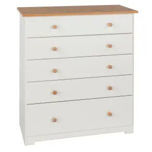 Colorado 5 drawer chest, soft white