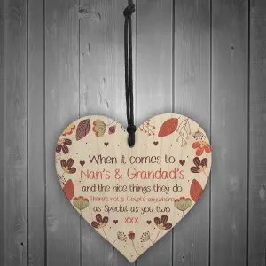 Nan And Grandad Gift For Birthday Christmas Wooden Heart Grandchildren Gift