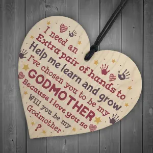 Red Ocean Godmother Godparent Asking Gifts Wooden Heart Baby Shower Gifts New Baby Gift