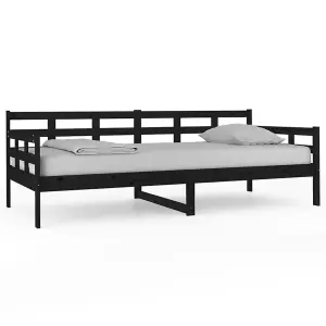 Berkfield Day Bed Black Solid Wood Pine 90x200 cm