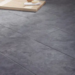 Troy Oscano Anthracite Matt Stone effect Ceramic Wall & floor Tile Sample