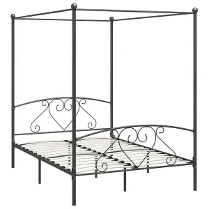 Berkfield Canopy Bed Frame Grey Metal 140x200 cm