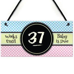 Red Ocean Baby Due Countdown Chalkboard Pregnancy Gift Hanging Plaque Birth Boy Girl Sign Baby Shower Gifts