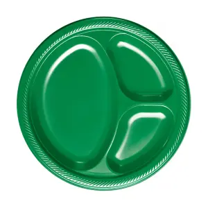 Amscan Plastic Divided Plate (Pack of 20) Festive Green (One Size)