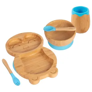 5pc Bamboo Penguin Baby Weaning Set - Blue