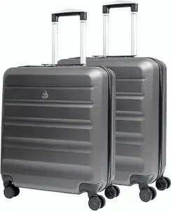 Aerolite 56x45x25cm 57L Lightweight Eco Friendly Hard Shell Carry On Hand Cabin Luggage Travel Suitcase 56x45x25 with 8 Wheels & T