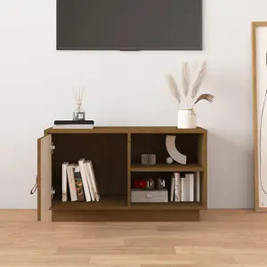 Berkfield TV Cabinet Honey Brown 70x34x40 cm Solid Wood Pine