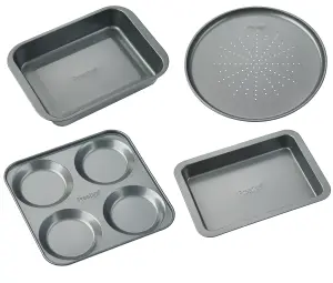 Prestige Black Carbon Steel Dishwasher Safe Non-Stick Bakeware Set with Reinforced Edges Pack of 4