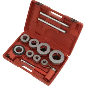 Premium Ratcheting Pipe Threading Kit for BSPT Sizes 3/8" to 2" with Cassette Style Die Heads