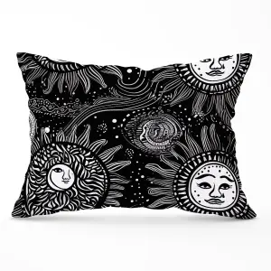 Moon and Sun White Black Cushions 33cm x 48cm