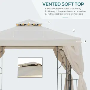 Outsunny 3 x 3m Garden Metal Gazebo Sun Shade Shelter Outdoor Party Tent Beige