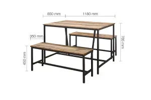 Birlea Urban Dining Table & Bench Set Rustic