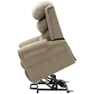 Dual Motor Rise and Recline Armchair - Waterfall Pillow Oatmeal Chenille Fabric