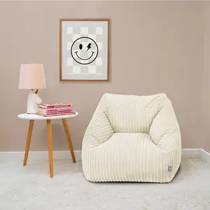 rucomfy Jumbo Cord Big Kids Snuggle Chair Beanbag - Ivory