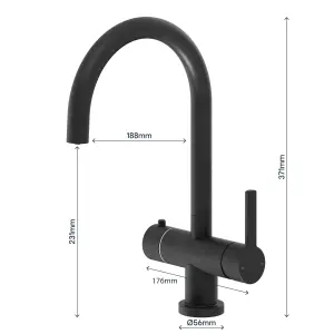 GoodHome Aji Matt Black Boiling water tap